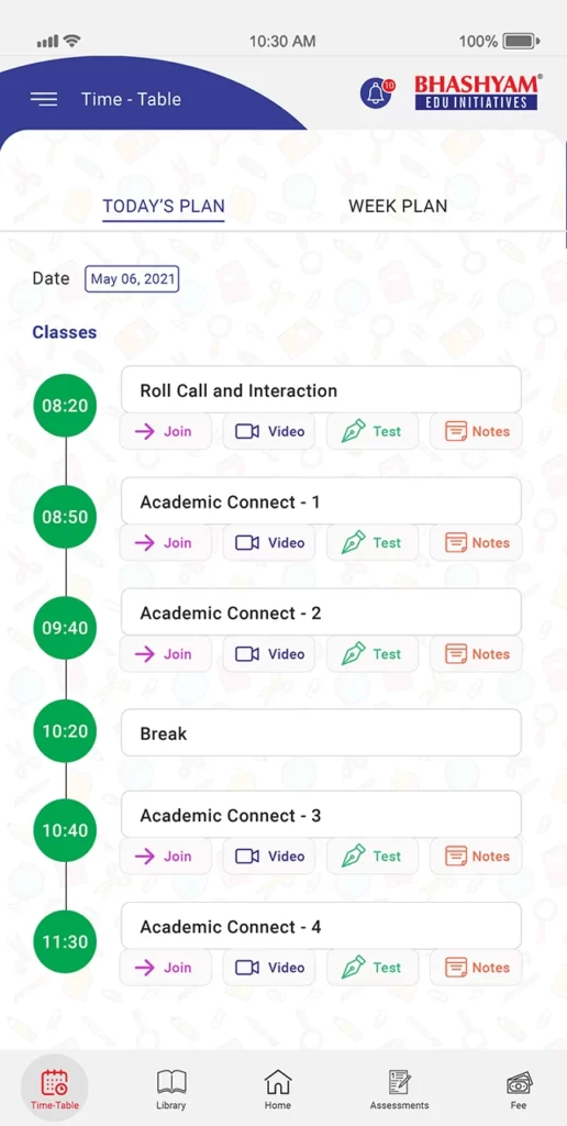 bhashyam school app student classes schedule